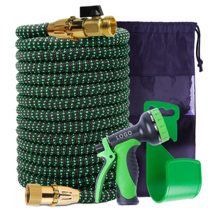 50FT extra strength fabric cover durable 3-layers latex expandable garden hose with 8 Function Nozzle