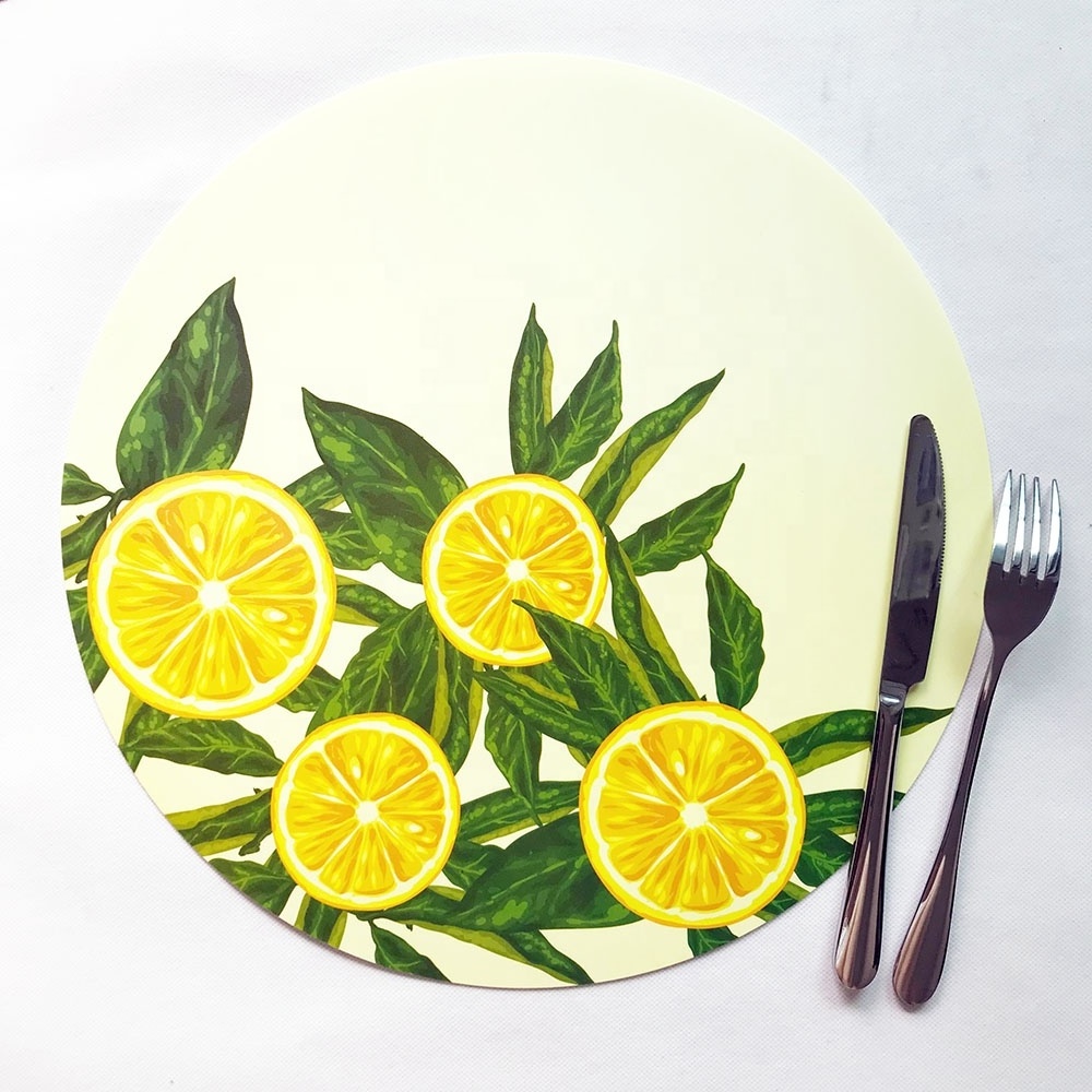 Lemon Art Customized round PP Plastic Table Mat Washable Polypropylene Placemat in Clear Color for Home Use Bulk Packing