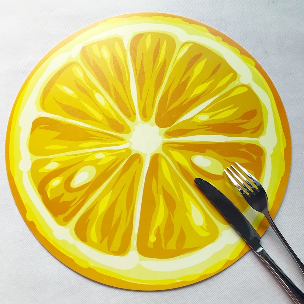 Lemon Art Customized round PP Plastic Table Mat Washable Polypropylene Placemat in Clear Color for Home Use Bulk Packing