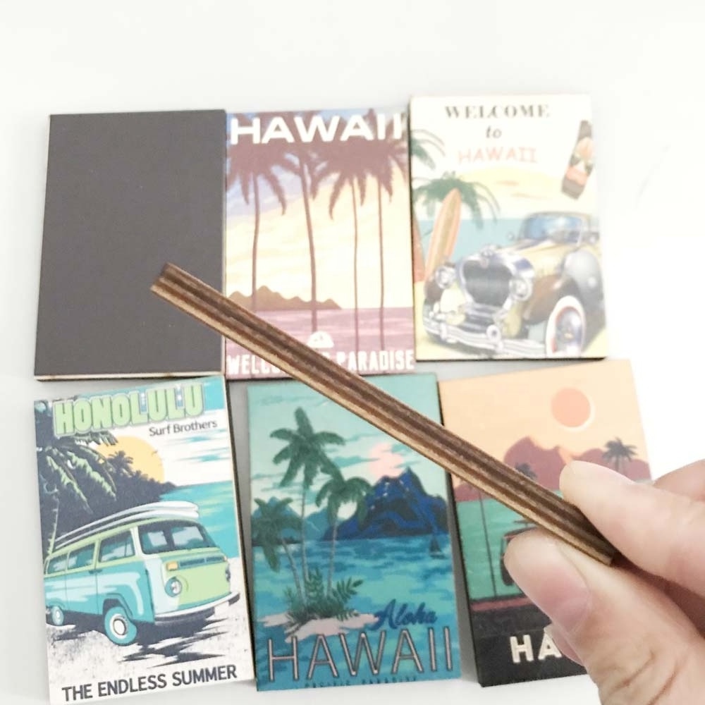 Hawaii Tourism Souvenirs Small Wood City Photo Magnet with UV Logo Printing Modern Design for Fridge Use