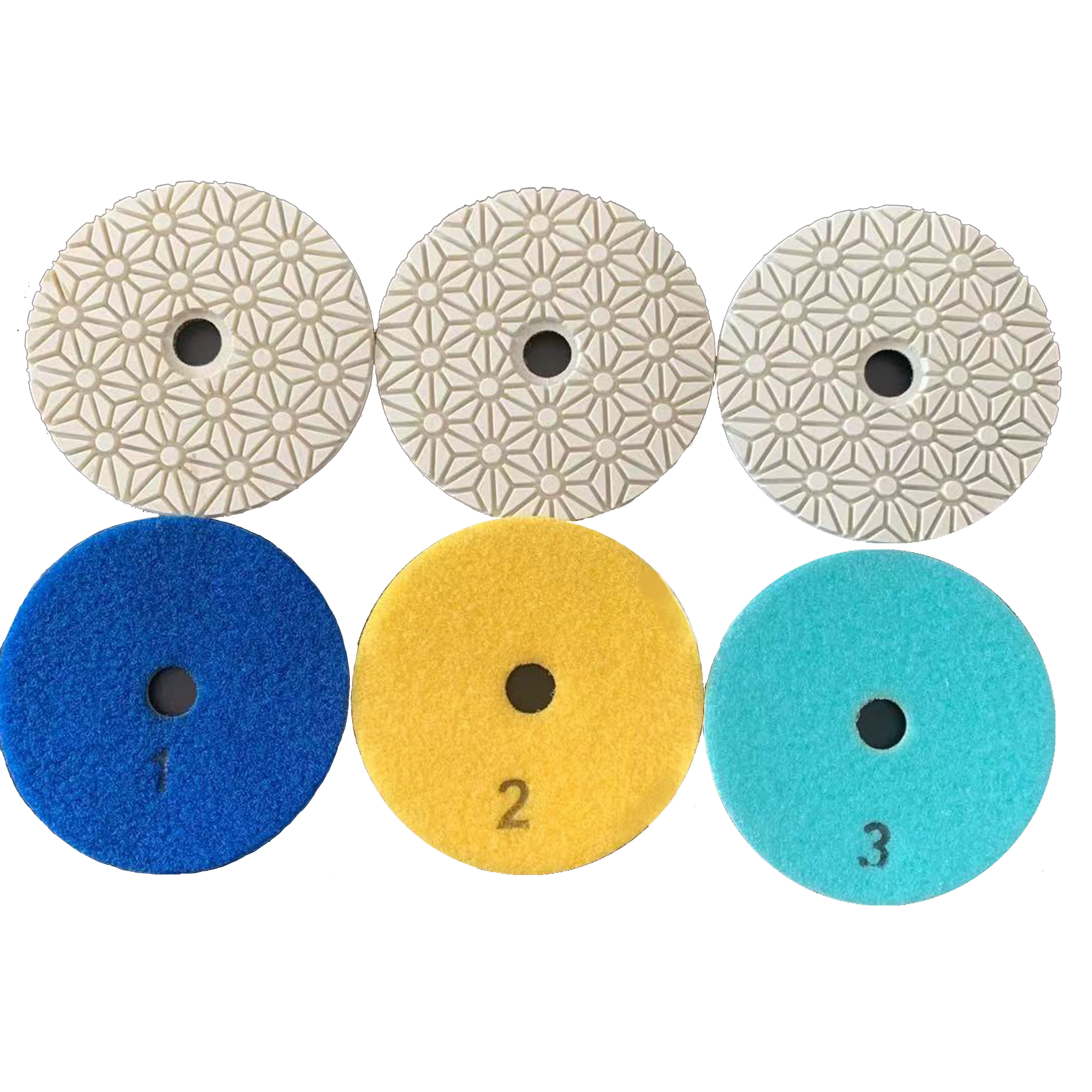 4 inch 3 Step Dry diamond Polishing Pads for marble granite  and concrete made of fine Grade diamond and resin powder