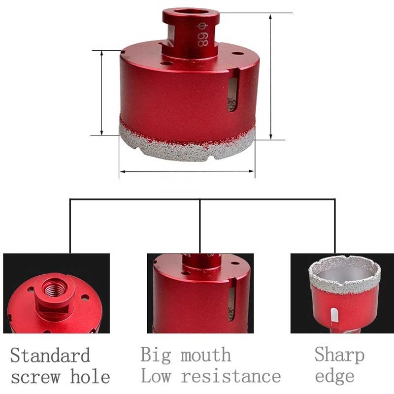 6-100mm Diamond Vacuum Brazed Dry Drilling Core Bits M14 Thread Crown Porcelain Ceramic Tile Drill Bits Granite Marble Hole Saw