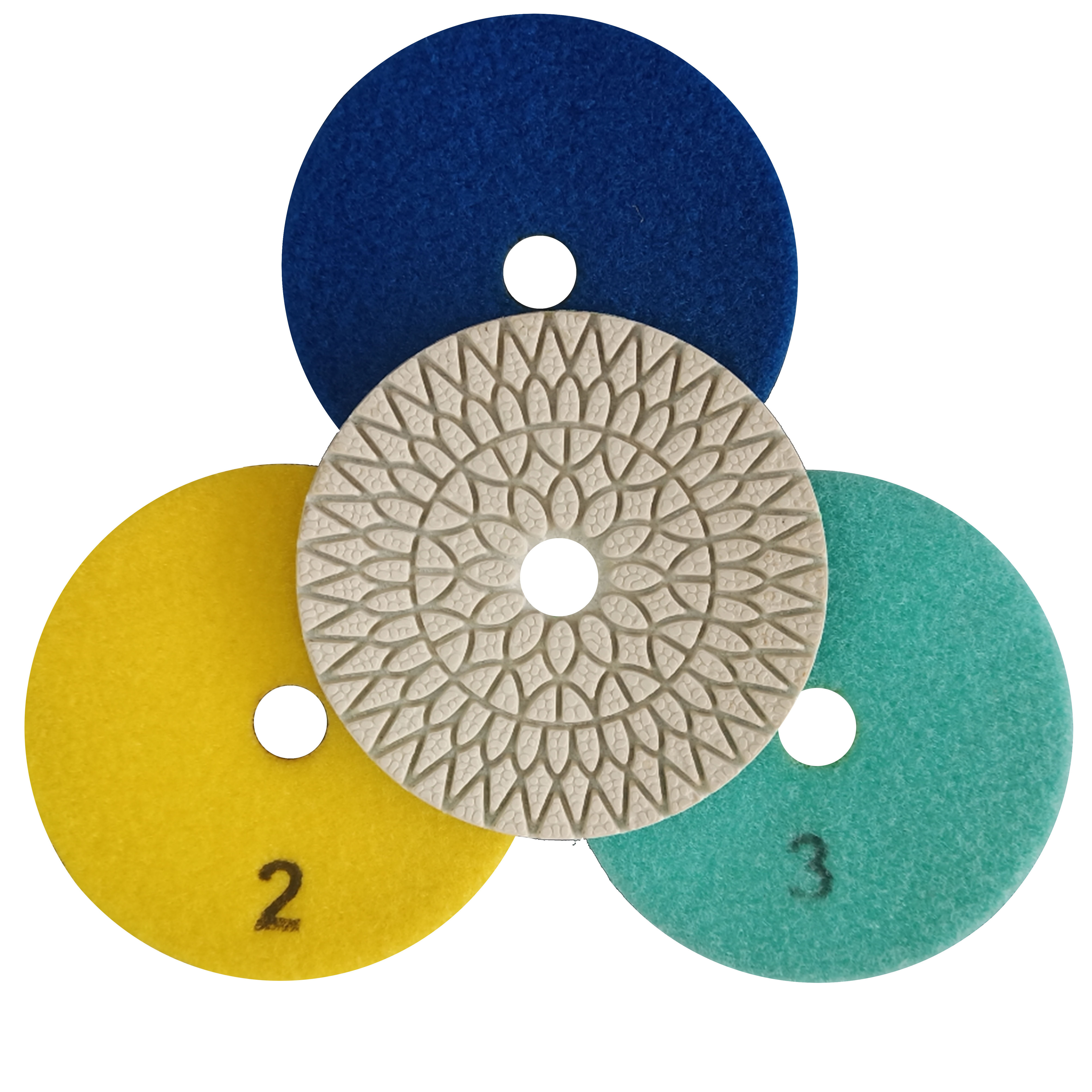 4 inch 3 Step Dry diamond Polishing Pads for marble granite  and concrete made of fine Grade diamond and resin powder