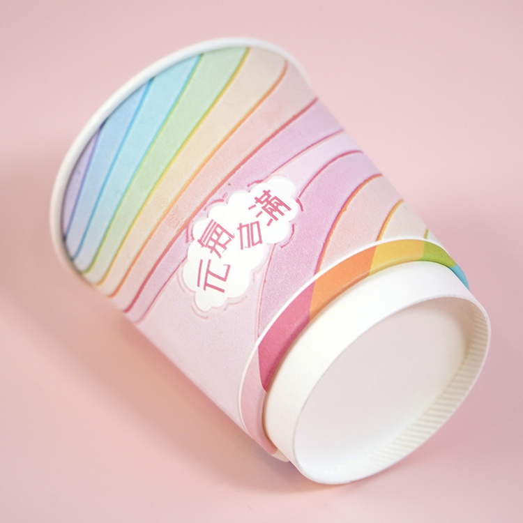 Hot Sale Disposable 22 Oz Jolly Pink 3D Coffee Paper Cup