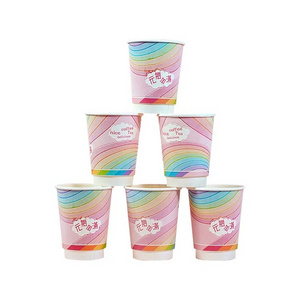 Hot Sale Disposable 12oz.16oz.20oz Jolly Pink 3D Coffee Paper Cup