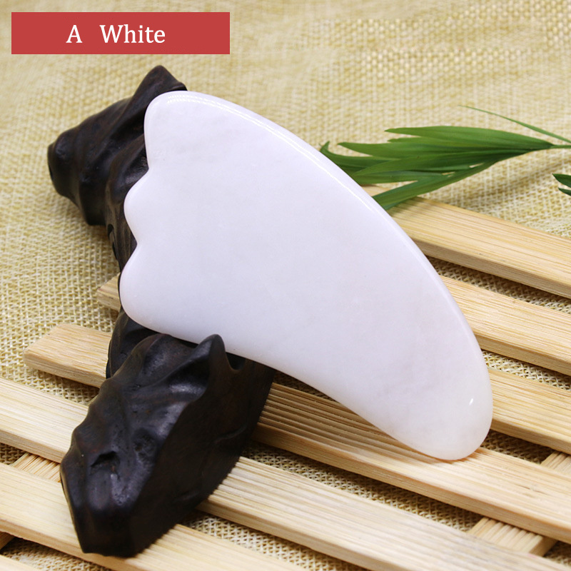 JD015 White green agate Rose Quartz Guasha Board Natural  jade stone Gua Sha Scraper Tools cleat shape