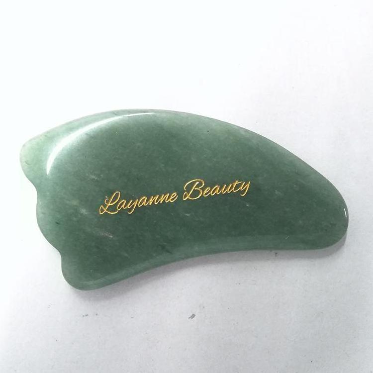 JD015 White green agate Rose Quartz Guasha Board Natural  jade stone Gua Sha Scraper Tools cleat shape