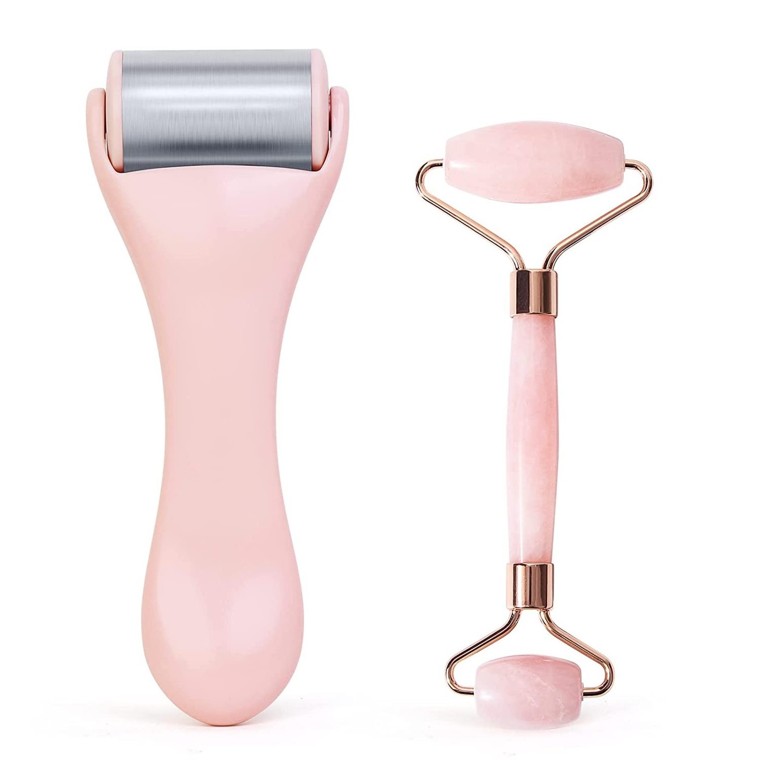 2023 New 6 In 1 Jade Roller Set Rose Quartz With Dema Rollers Cooling Ice Roller for Private Label