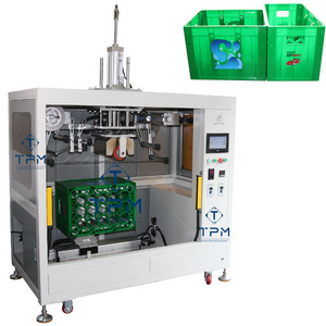 Pneumatic manual plastic basket crate rotary hot stamping press heat transfer machine