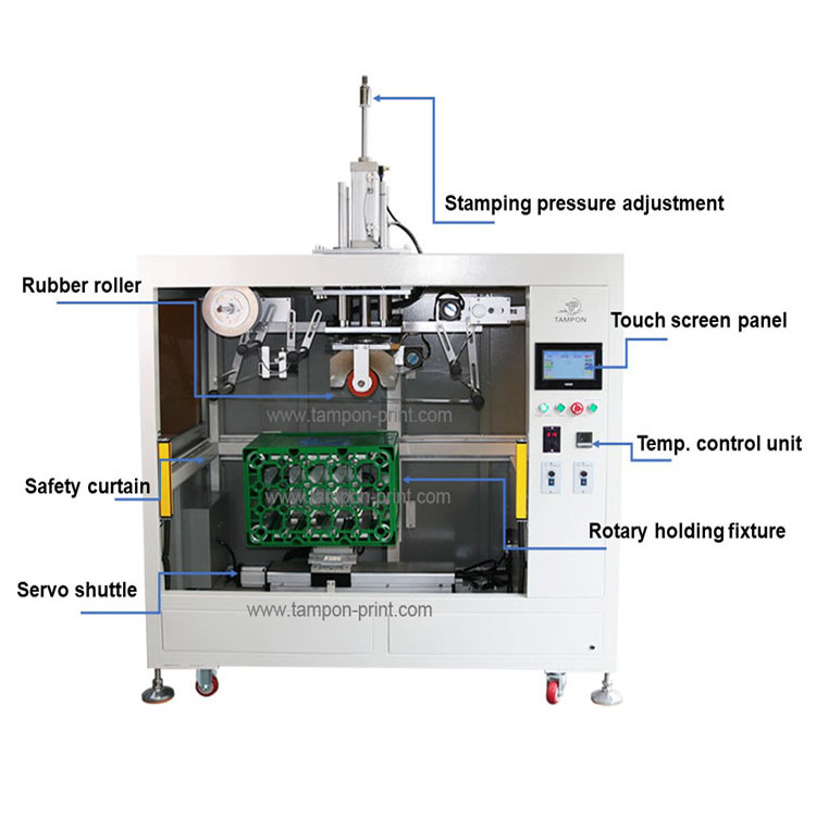 Pneumatic manual plastic basket crate rotary hot stamping press heat transfer machine