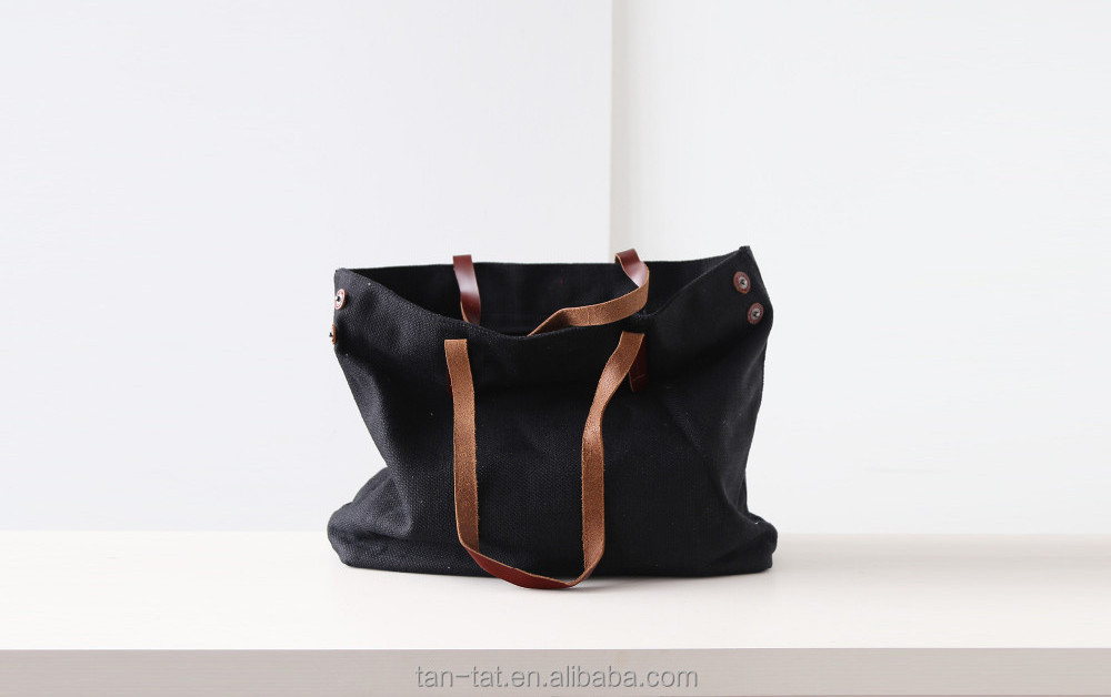 Cow Leather Straps and Canvas Beach Tote Bags