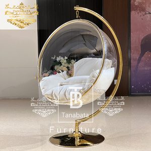 Bride and groom wedding golden frame clear acrylic hanging bubble chair