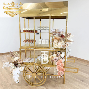 Gold Stainless Steel Wedding Candy Cart For Events Party