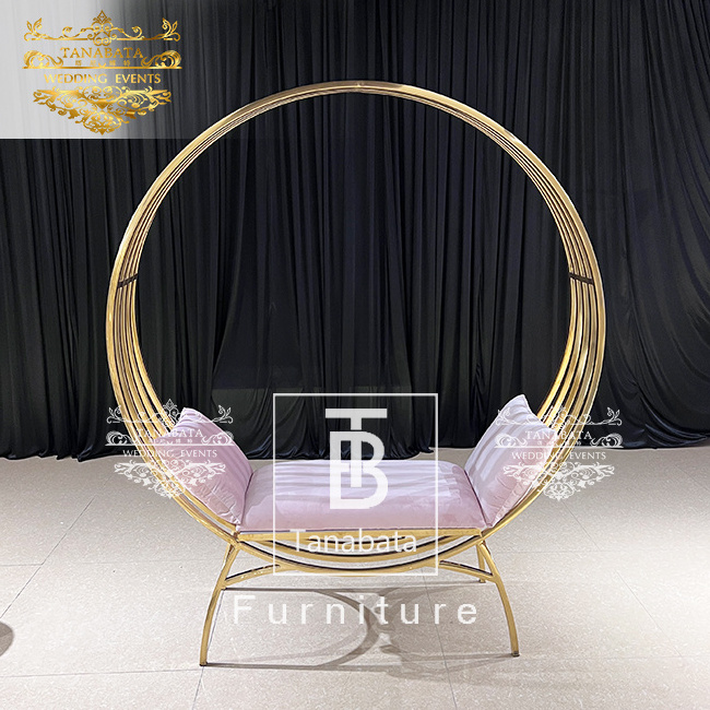 Gold metal frame brid cage wedding high back chairs for living room