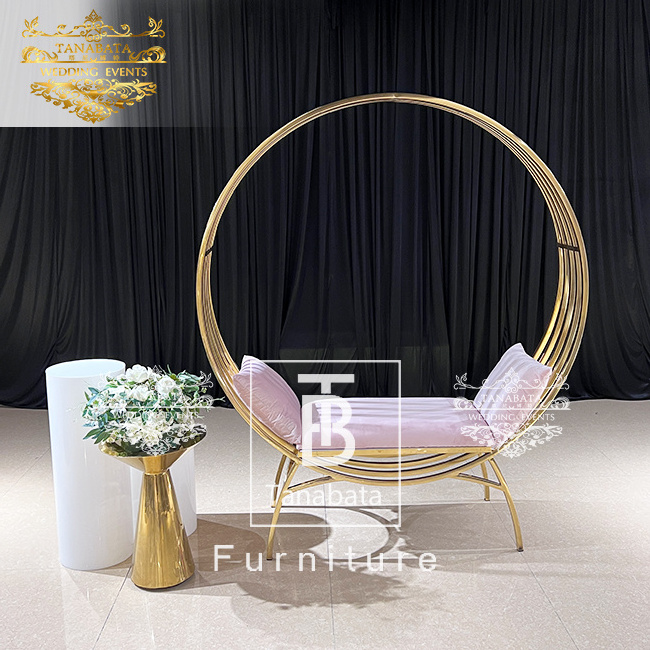 Gold metal frame brid cage wedding high back chairs for living room