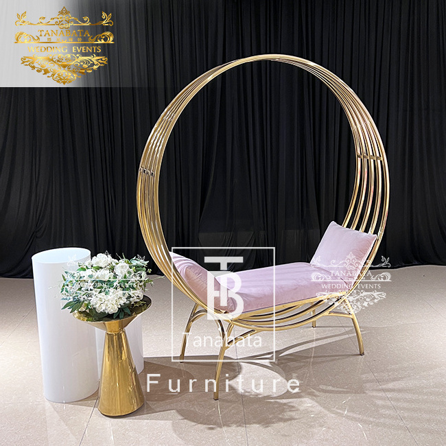 Gold metal frame brid cage wedding high back chairs for living room