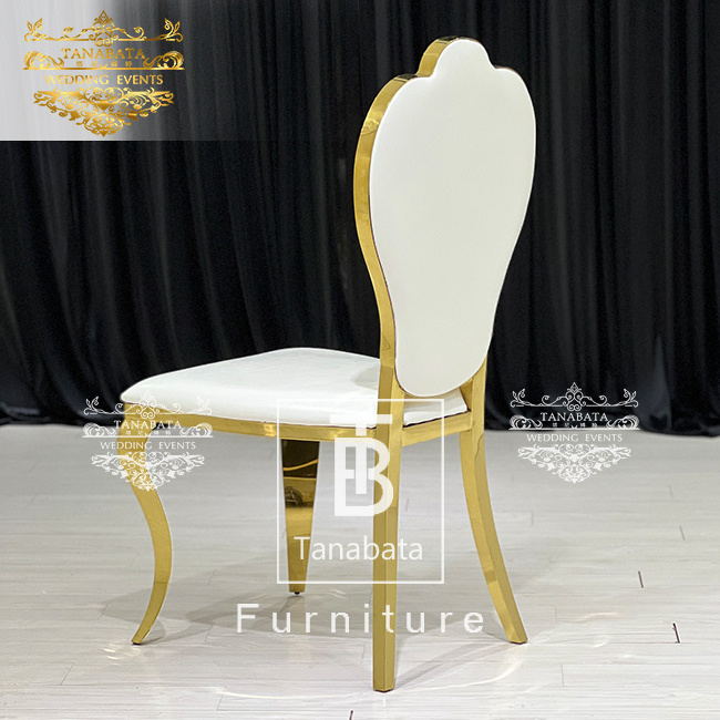 Flower pattern royal design gold stainless steel crown dining chair