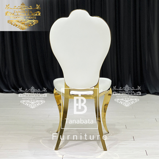 Flower pattern royal design gold stainless steel crown dining chair