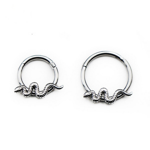 316L Surgical Steel 16 Gauge Snake Hinged Segment Ring Septum Clicker Nose Ring Piercing Jewelry