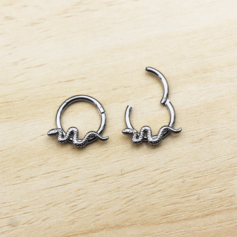 316L Surgical Steel 16 Gauge Snake Hinged Segment Ring Septum Clicker Nose Ring Piercing Jewelry