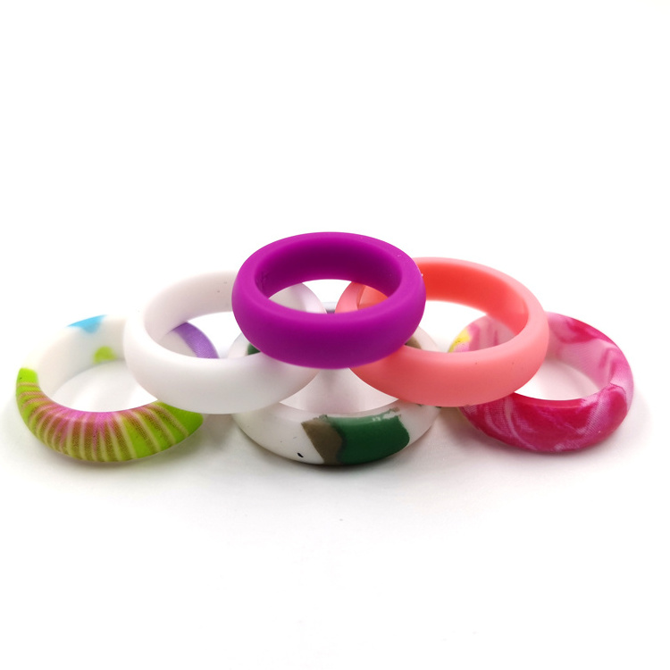 Custom silicone rubber finger ring band adjustable wedding rings for women