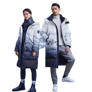 OEM men custom bubble coat long goose down jacket men winter jacket