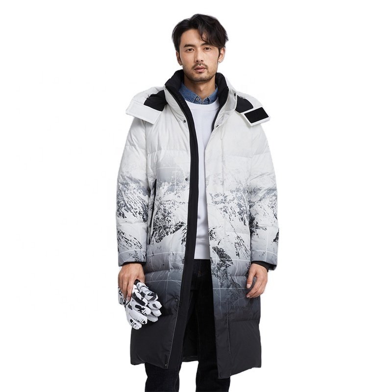 OEM men custom bubble coat long goose down jacket men winter jacket