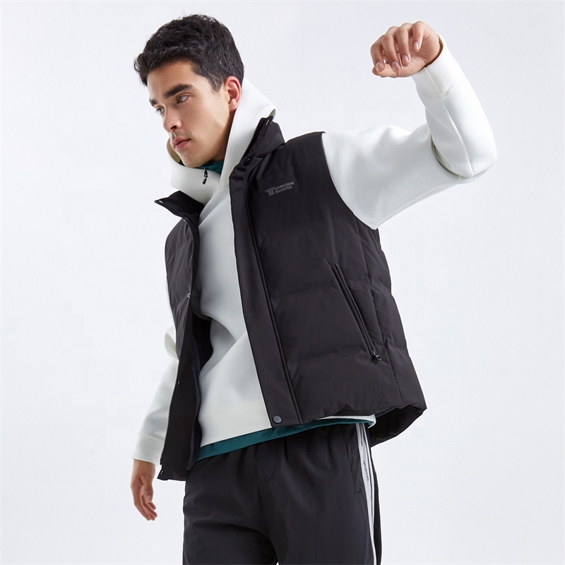 Mens custom logo puffer vest sleeveless vest jacket mens winter puffer vest