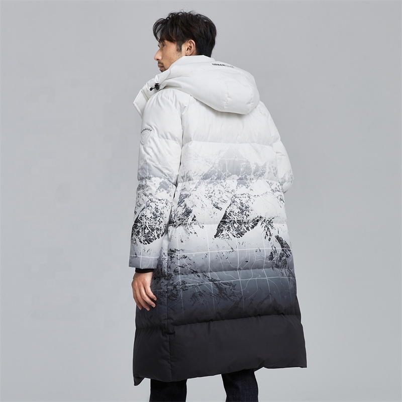 OEM men custom bubble coat long goose down jacket men winter jacket