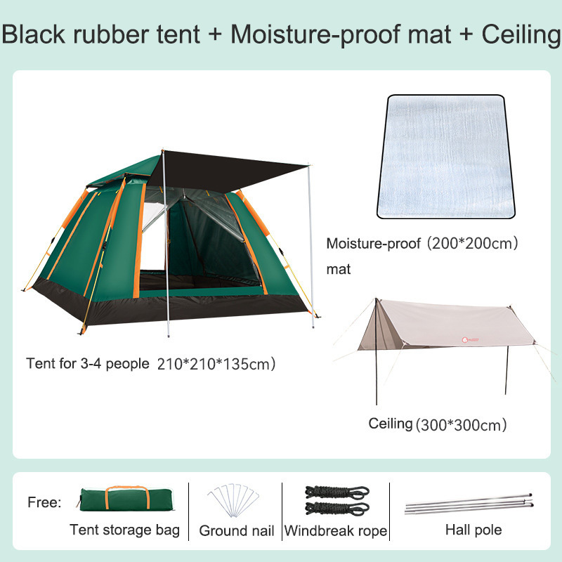 Outdoor Camping Tent Portable Automatic Picnic Beach Tent Family Pop Up Tent With Anti-mosquito Net