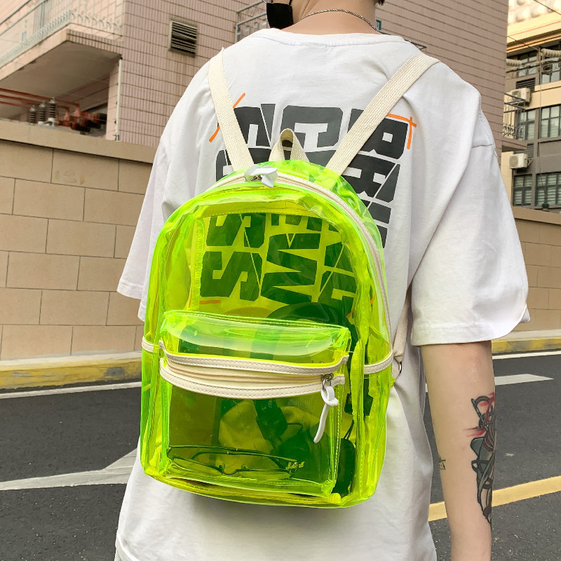 High Quality Wholesale Waterproof Unisex All Seasons Transparent PVC Clear School Bags Led light Backpack