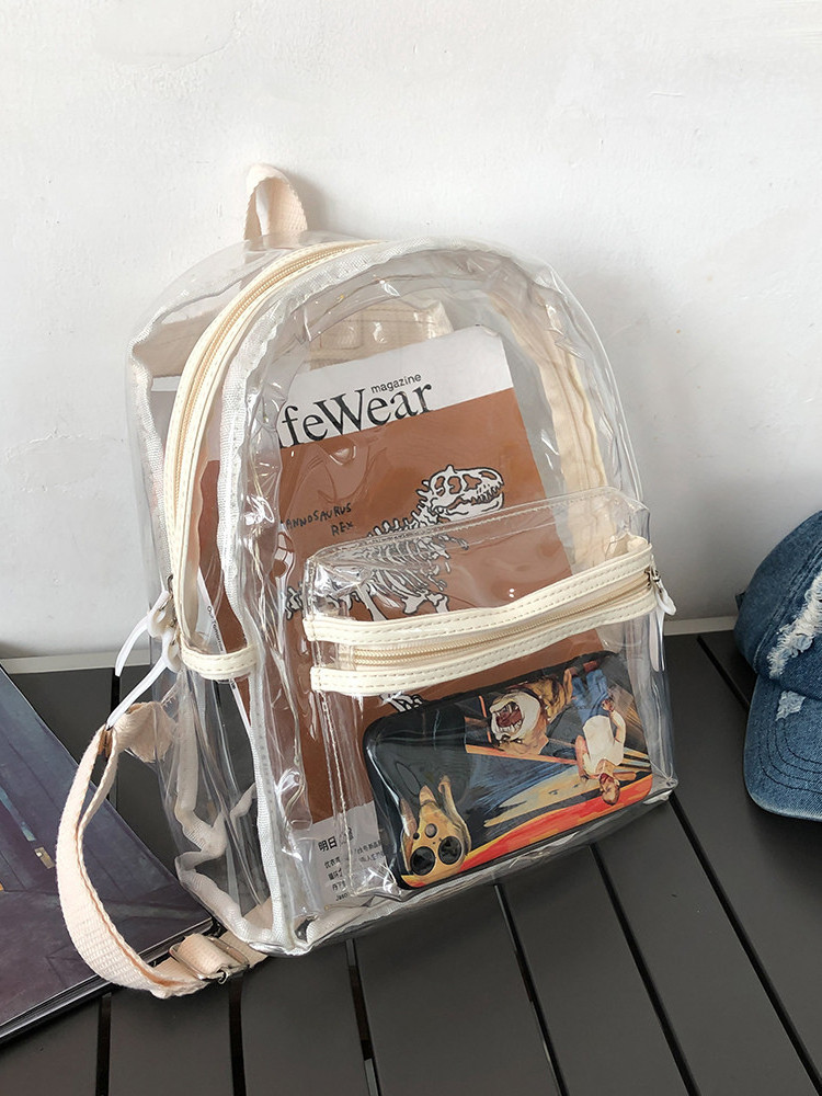 High Quality Wholesale Waterproof Unisex All Seasons Transparent PVC Clear School Bags Led light Backpack