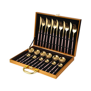 Portugal 24-piece stainless steel knife, fork, spoon tableware set gold-plated western tableware