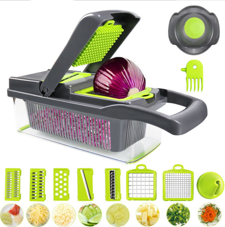 12 In 1 fruit vegetable tools manual mandoline slicer mini vegetable cutter onion dicer Potato veggie slicer vegetable chopper