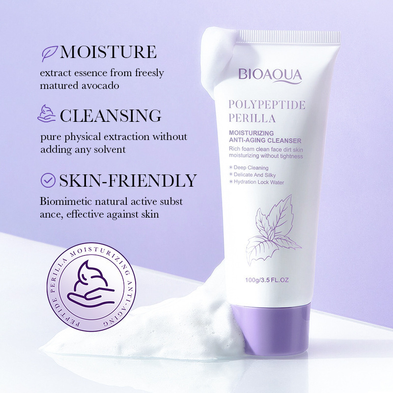 BIOAOUA Polypeptide Perilla Anti-Wrinkle Cleanser Deep Cleansing Moisturizing Foaming Cleanser