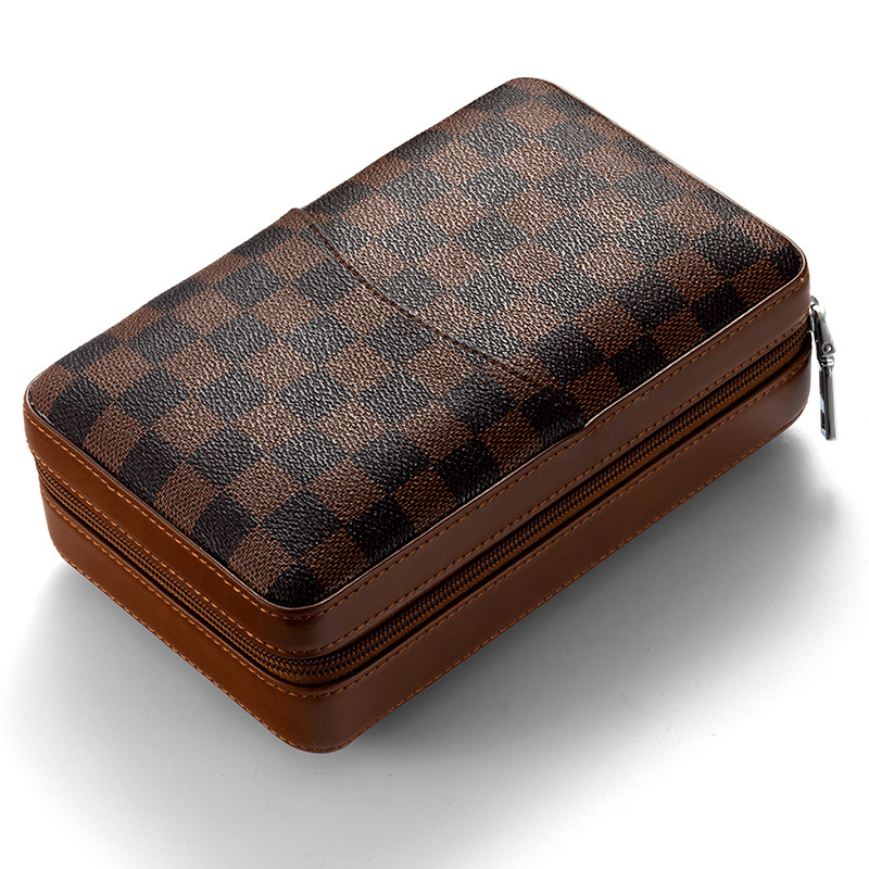 New Sale Luxury High End Leather Cigar Case Portable Travel Cedar Wood Humidor Box with Customized Logo