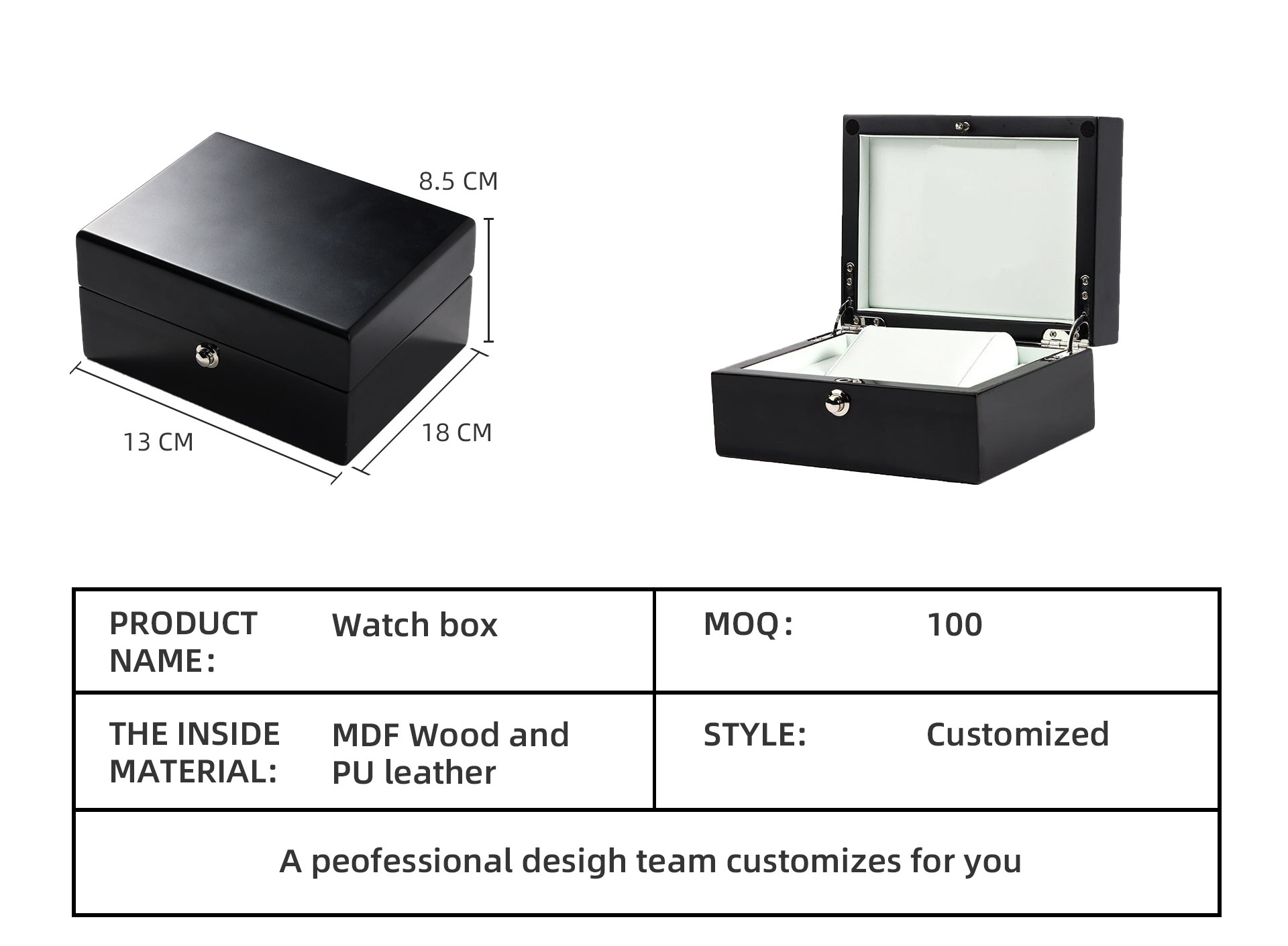 Wholesale high quality luxury watch cases custom logo watch packaging box red black wooden watch box