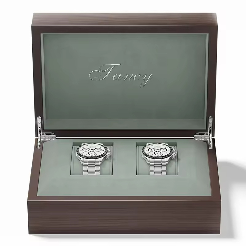 Multiple Watch Box Two Slots Double Watch Box Custom Logo Velvet Interior Wooden Packaging Watch Case