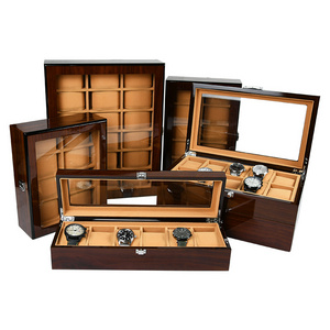 Factory Sell Storage Watch Box & Case Luxury Leather 24 Grid Watch Storage Display Organizer Watch Box Wood