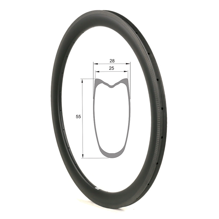 China OEM Cheap Carbon Roadbike Rims Light Weight 700c 55mm Tubular Road Carbon Fibre Bike Rim