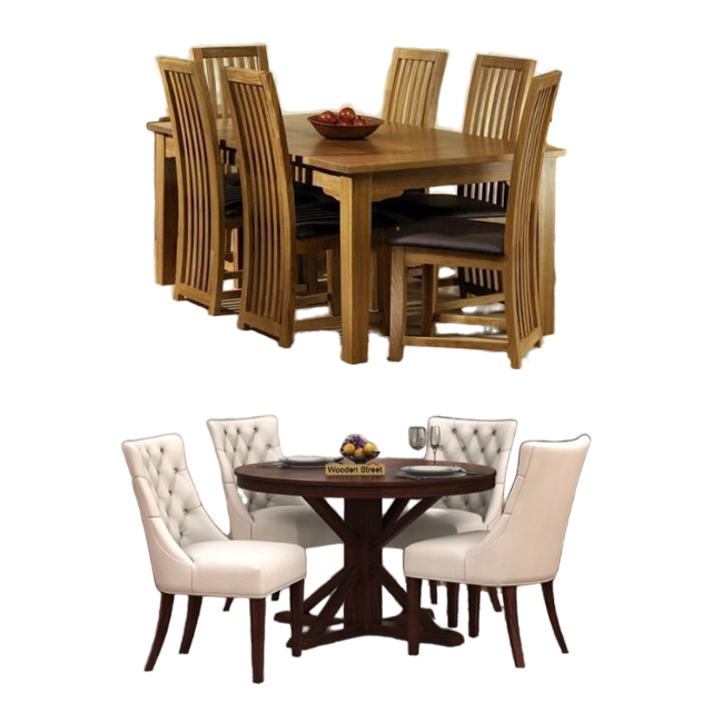 Dining Table and Chair Set Luxury Modern Restaurant Home Dining Room Dinning Table Glass Wooden Top Round Dining Table Set