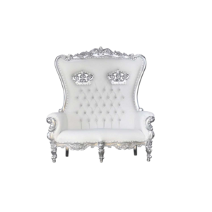 Luxury Royal Throne Double Seats White Leather King And Queen Wedding Loveseat Throne High Back Chair For Wedding And Hotel