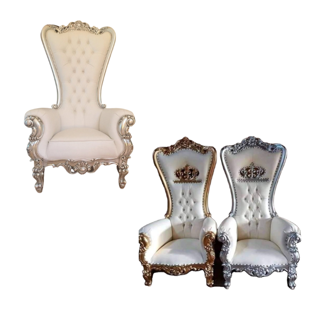 Luxury Design Throne Chair For Hotel Event Golden Steel Decorative Weddings Bride and Groom Throne Love Chair For Sale