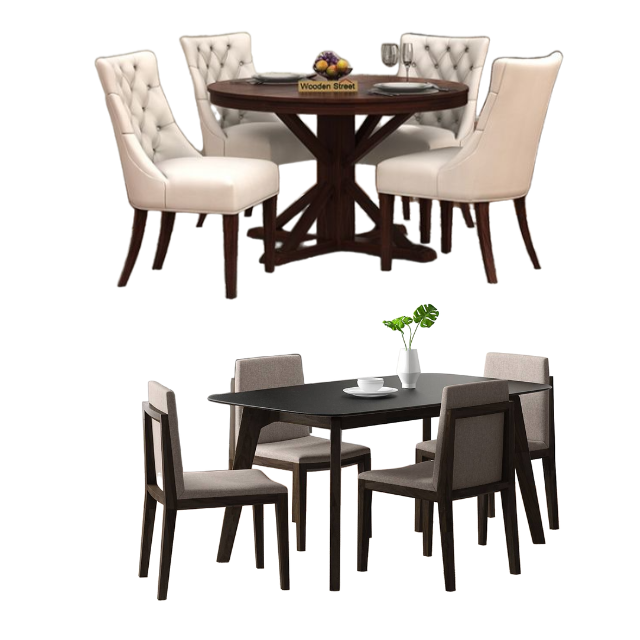 Dining Table and Chair Set Luxury Modern Restaurant Home Dining Room Dinning Table Glass Wooden Top Round Dining Table Set