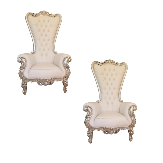 Luxury Royal Throne Double Seats White Leather King And Queen Wedding Loveseat Throne High Back Chair For Wedding And Hotel