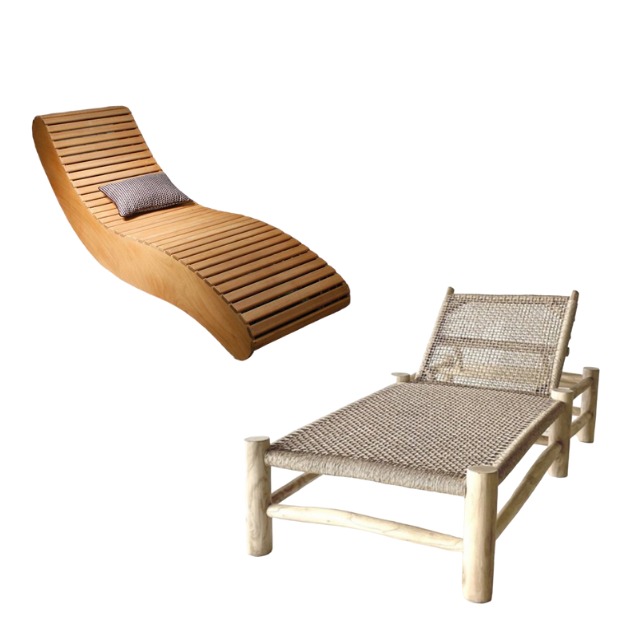 Beach Hotel Poolside Patio Daybed Outdoor Furniture Rattan Aluminium or wood Chaise Lounger Product Chair