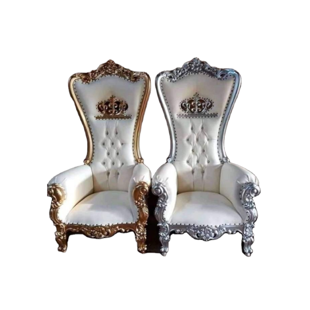 Luxury Design Throne Chair For Hotel Event Golden Steel Decorative Weddings Bride and Groom Throne Love Chair For Sale