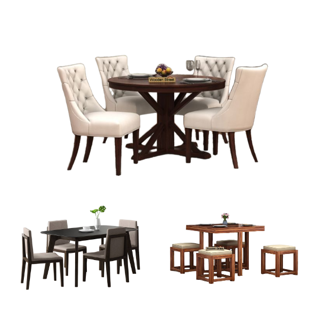 Dining Table and Chair Set Luxury Modern Restaurant Home Dining Room Dinning Table Glass Wooden Top Round Dining Table Set