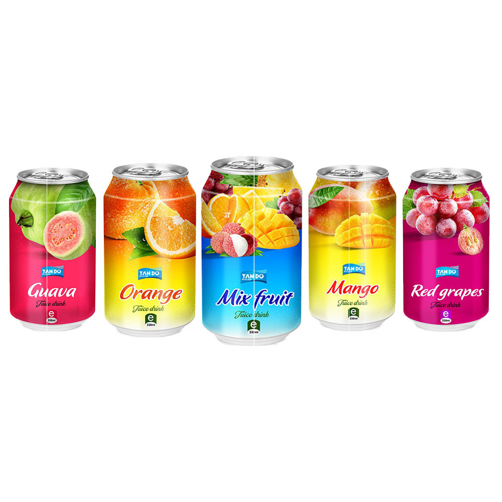 Private Label High Quality Pure Tropical Fruit Juice Drink with many flavor in 330ml Canned from Vietnam - Low MOQ - Free Design