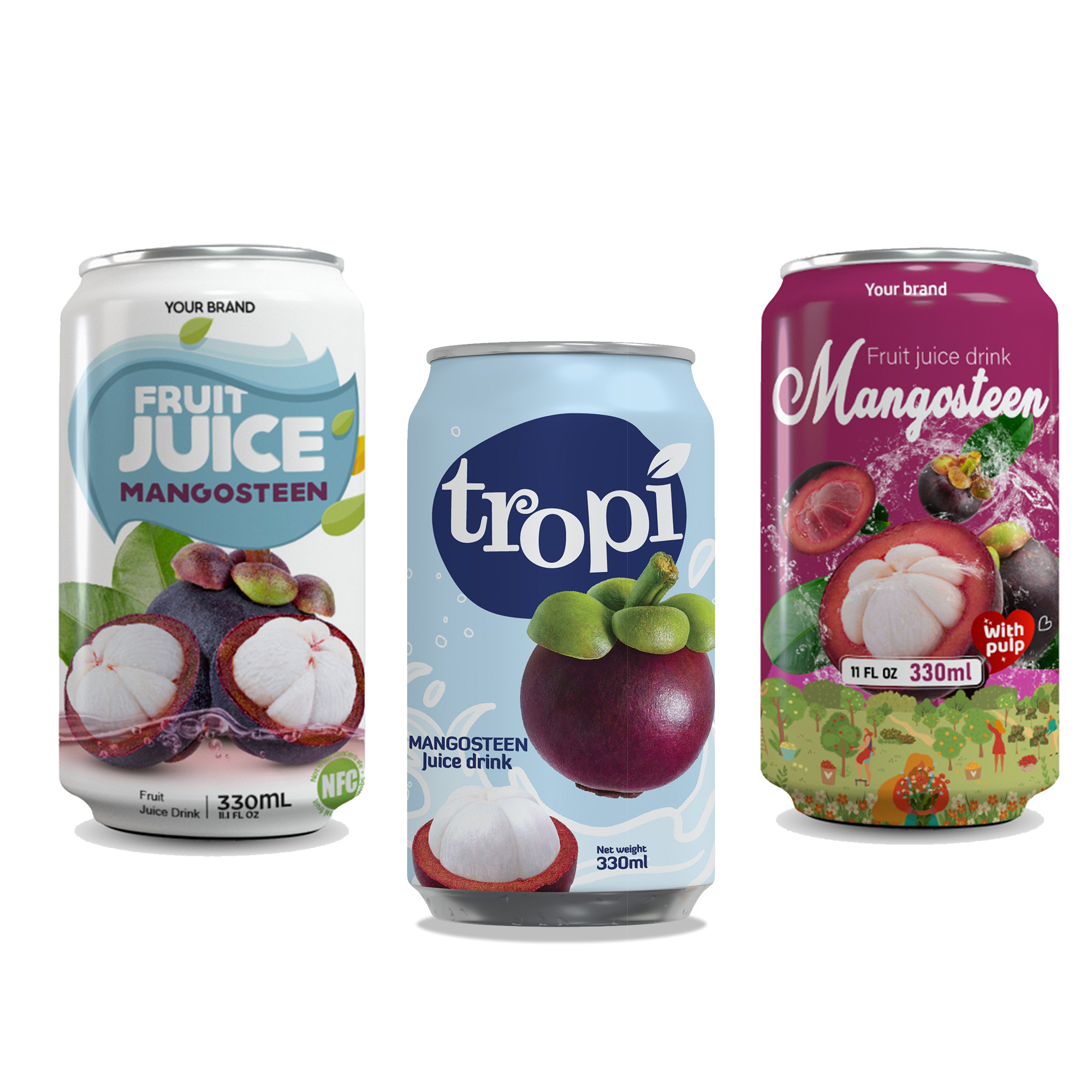 Vietnam Wholesale Premium Tropical Mangosteen Juice 330ml Canned - Private Label Accepted - Free Sample - Free Design